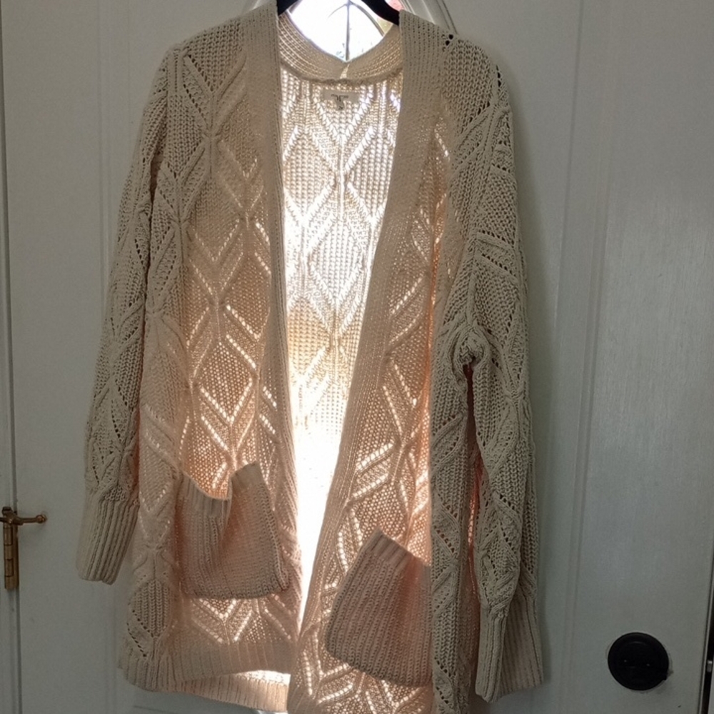 Maurices Beige Cable Knit Cardigan Women's Plus 2x